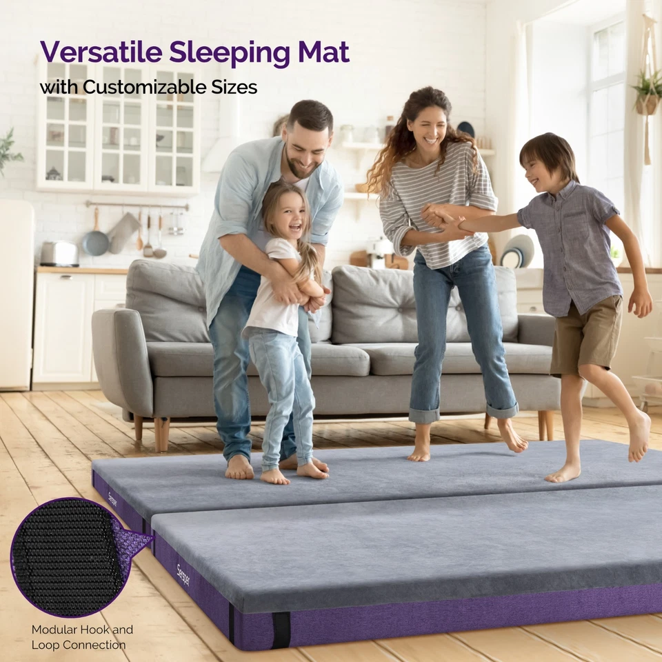 Memory Foam Camping Mattress Pad, Portable Roll Up Sleeping Mat, 75*39*4 inch - Image 3 of 4