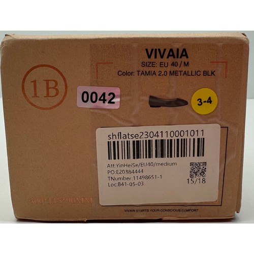 VIVAIA SCARPA PIATTA DONNA TAMIA 2.0 NERO METALLIZZATO TAGLIA EU40M NUOVA CON SCATOLA #10S - Foto 9 di 10