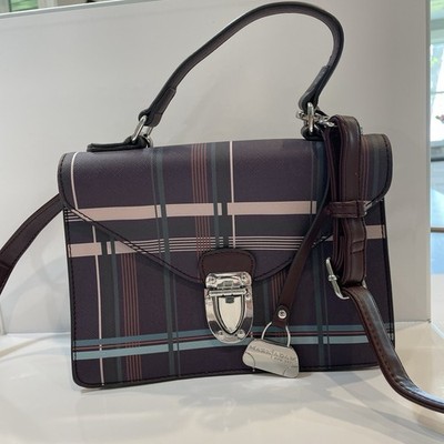MARK ADAM NY Purse. Eggplant Color. New Without Tags. Plaid. Handles & Strap.