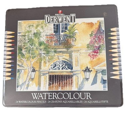 Rexel Derwent Watercolor 24 Watercolour Pencils In Tin