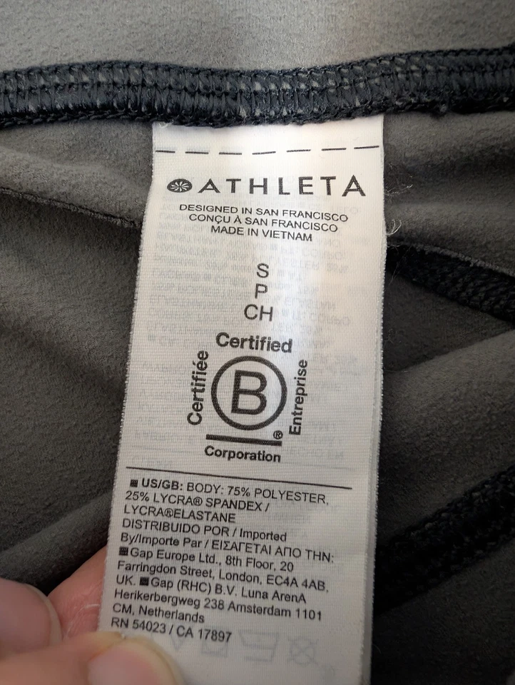 Leggings Athleta Mujer Pequeños Forrados Gris Rainier Jaspeado Carga Apretados Bolsillos con Cremallera Foto 3 de 4