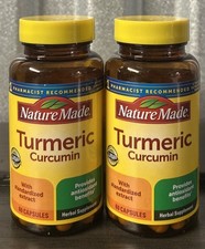Nature Made Turmeric Curcumin 500 mg Capsules 120 Count 60 Each X2 Exp 8/2028