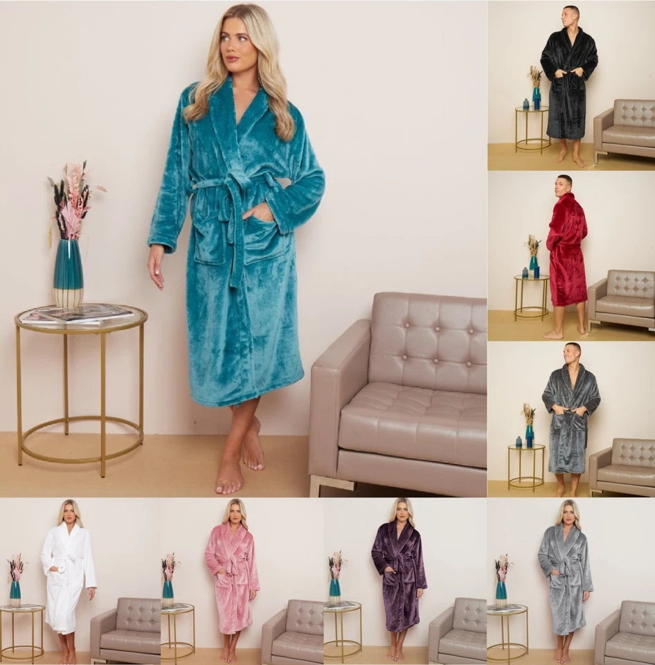 T-TZ Men Women Unisex Shawl Collar Bathrobe Soft & Durable Towel Dressing Gown