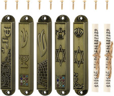5 Pieces Mezuzah for Door with Kosher Scroll Jewish Mezuzah Set Small with Sc...