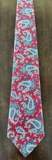 Mario Valentino Paisley Necktie Burgundy Blue White Italian Silk USA Made