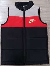 Nike Black, Red, Gray, Gold Swoosh Puffer Vest Boys Size 6