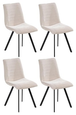 Esszimmerstühle 4er Set Küchenstühle gepolstert Beige Schwarz Cord Metall