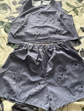 2 Piece Summer Suit Outfit Vest Shorts Blue Floral Design Brand New XL