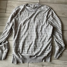 Calvin Klein Men's Supima Cotton Striped Gray Pullover Sweater Large