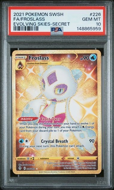 Psa 10 2021 Pokemon Evolving Skies Froslass 226 Gold Ultra Rare Full Art 226/203