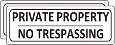  2 Pack Heavy-Duty Metal No Trespassing Signs Private Property, 10" X 3.5" Alum