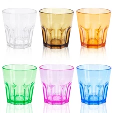 Plastic Drinking Glasses Set of 6 Unbreakable Water Tumbler Acrylic PHISTORY