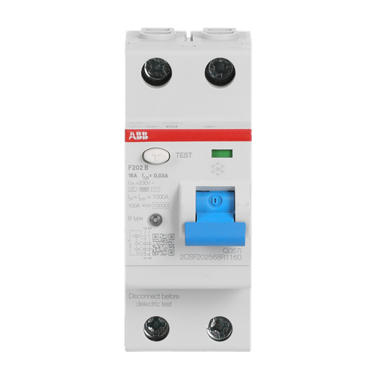 ABB F202B-16/0,03 FI-Schutzschalter Typ B 2P, 16A, 30mA, 3kA,... 2CSF202568R1160