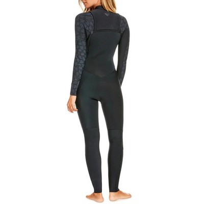 $280 Roxy Women's Swell Series 3/2 Chest-Zip Black Wetsuit KVJ0 Size 4