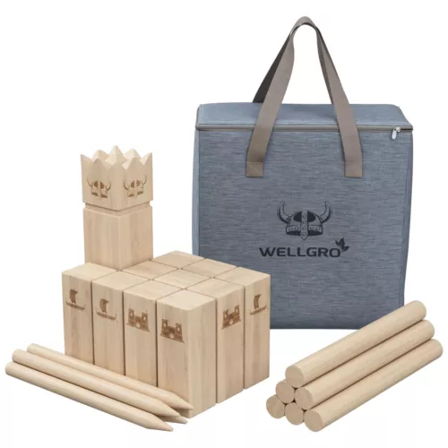 XL Kubb Wikingerspiel Wurfspiel mit Gravur Rasenschach Outdoor Spiel Schach Holz