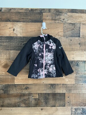 Free Country Girl's Softshell Jacket Hooded Full Zip Sz 4 NEW Black Floral