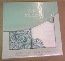New Aden  Anais Classic Paisley Teal 2-Pack Swaddle Baby Blanket 47" X 47"