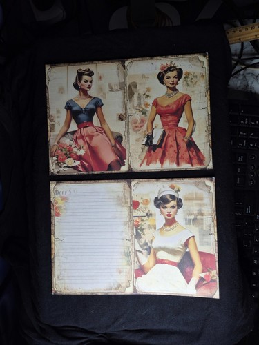 Vintage fashion trends from the 1950s, 6 Scrapbook paper, plus 25 stickers. - Foto 10 di 12