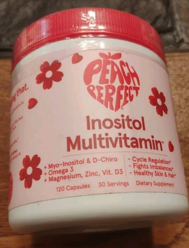 Peach Perfect Inositol Multivitamin, 120 Capsules Each Bottle- EX 06/27 Sealed