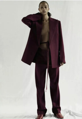 NWT CELINE Resort 2018 Red Wool Pants With Belt Detail Size 34 Phoebe Philo Era