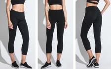Women's Capri Pocket Yoga Pants High Waist Tummy Control 4 Way Stretch Leggings