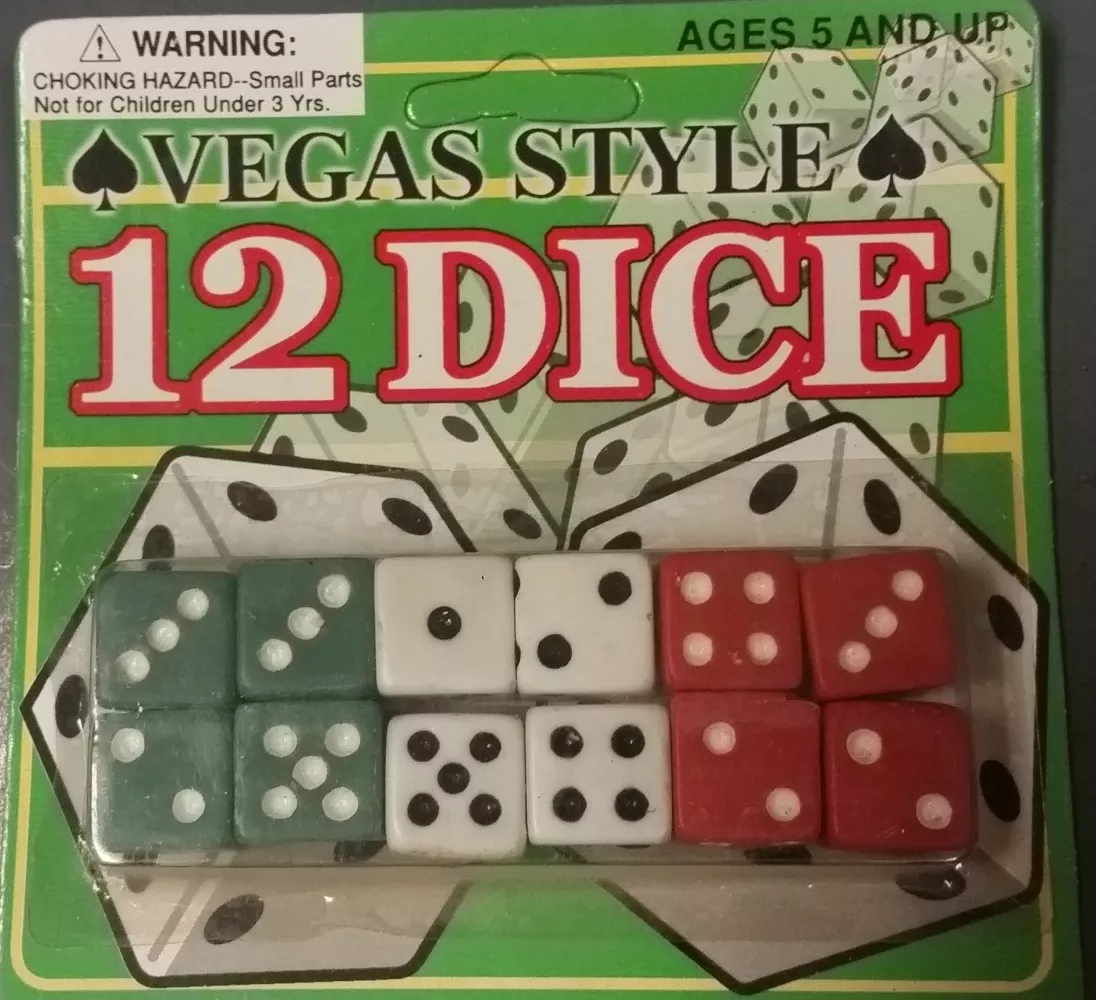 Vegas Style Roll Dice Game Dozen 3 Colors Roller Rolling Playing 2 SETS 12  24