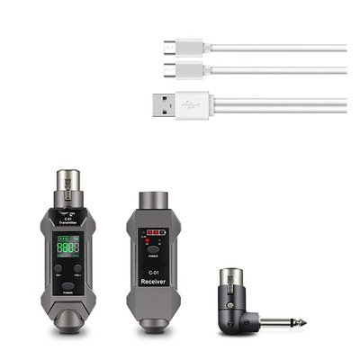 Plug-on Microphone Wireless System XLR Transmitter+ Receiver + 6.35mm Adapter f