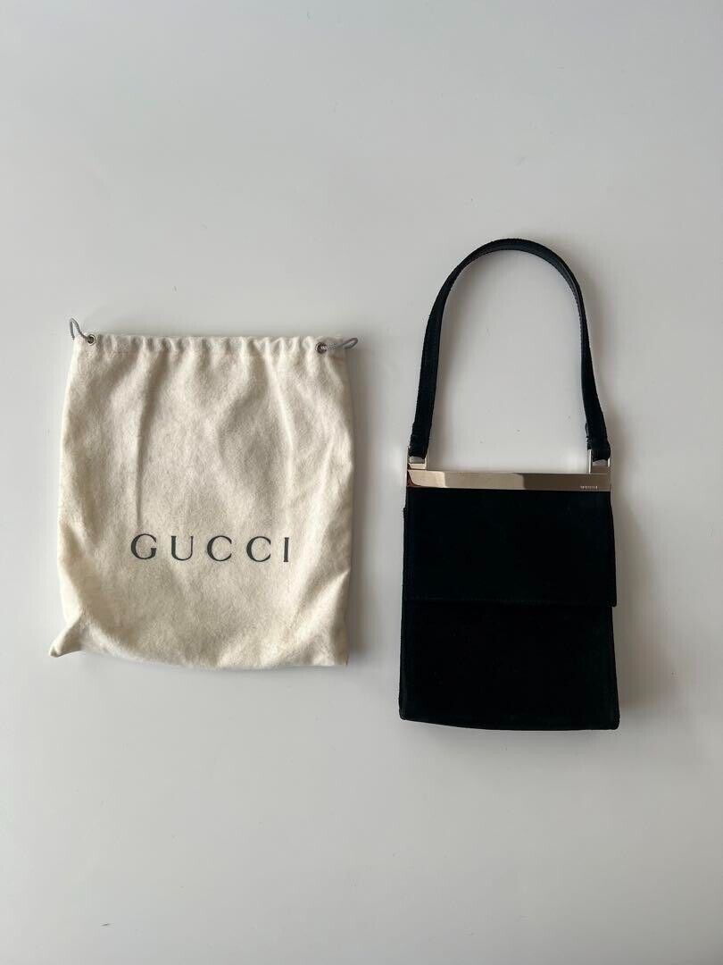 GUCCI by Tom ford 1990s Vintage Suede mini party bag Black GUCCI by Tom ford 1990s Vintage Suede mini party bag Black