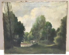 Old Oil on Canvas Original Post-Impressionist Landscape Signature France