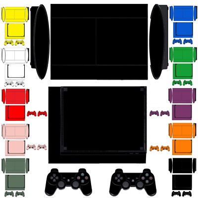 10 Pure Clean Solid Skin Sticker for PS3 Super Slim and 2 controller skins