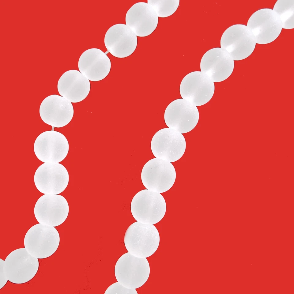Glasperlen Frost rund ca. 7,5 mm weiß ca. 105 Perlen Spacer nenad-design S67 - Bild 3 von 4