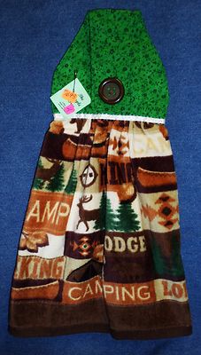 **NEW** Handmade North Woods Lodge Camping Hanging Kitchen Hand Towel #1693