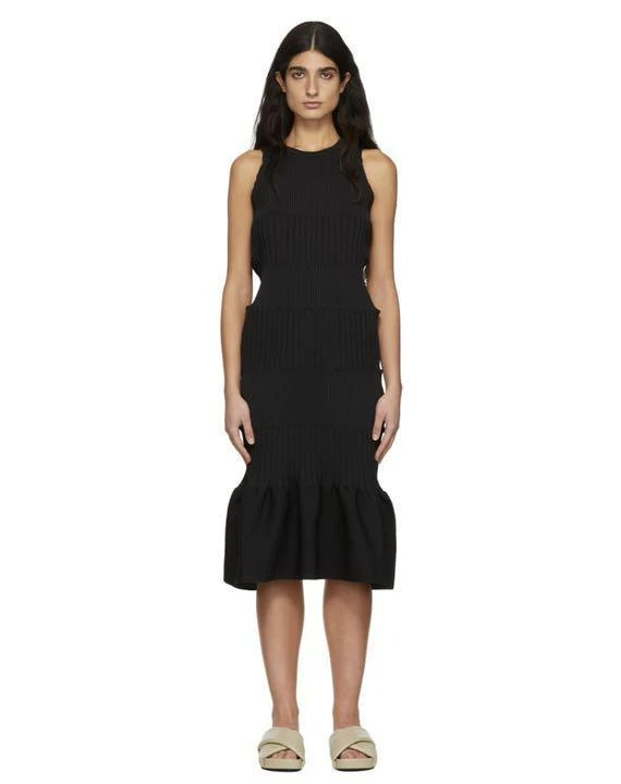 S063 Cfcl Black Fluted 1 Maxi Dress