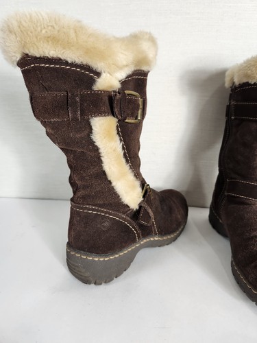Botas de tacón de cuña forradas con cuña para mujer Bare Traps talla 8 M marrón gamuza bronceada forradas de piel - Imagen 8 de 12
