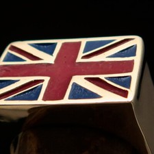MENS BRASS FLAG COSTUME RING UNION JACK UK SYMBOL SIZE 8