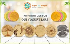 Oui Yogurt Jar Lids  Bamboo Wood, Food-Grade Silicone or Stainless Steel 4 pcs