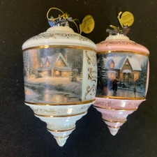 VTG  2001 Thomas Kinkade Ornaments 68414 Skaters Pond Deer Creek Cottage