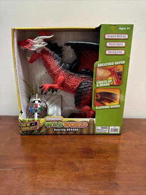 Remote Control Wild World Roaring Dragon Walks Flaps Wings Vapor Lights Up NIB