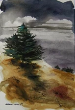 Original  EVENING  Landscape WATERCOLOR Painting JMW art John Williams