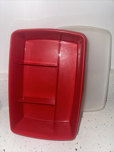 Tupperware Stow N Go Divided Container Red Tuppercraft 767-1
