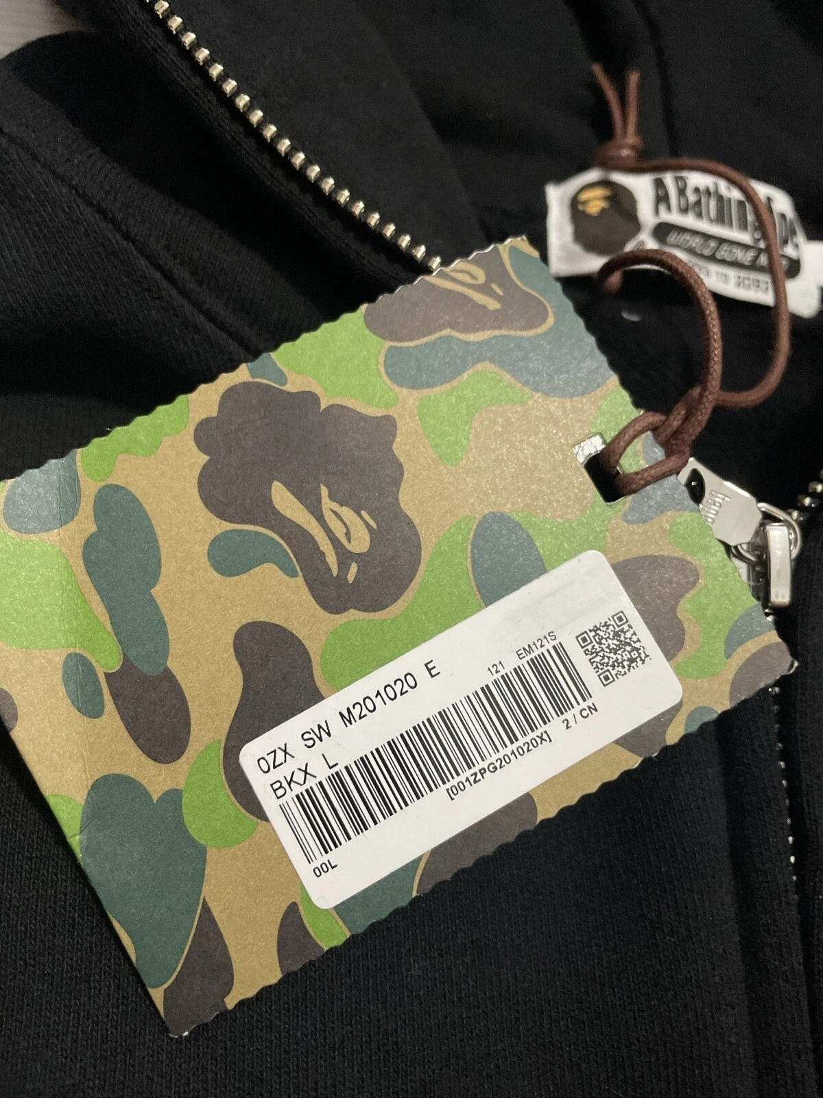 A BATHING APE (BAPE) Felpa con cappuccio aquila cerniera intera Bape taglia grande nuova con etichette