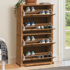 Corona Shoe Rack Chest 4 Shelf Cupboard Storage Solid Wood Pine Wooden Hallway