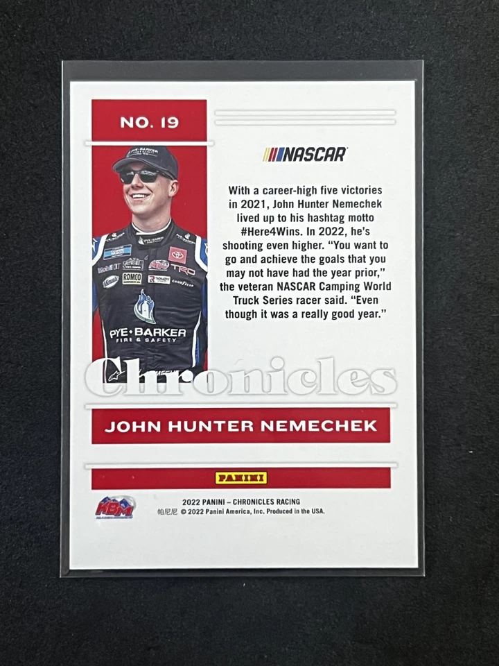2022 Panini Chronicles - #19 John Hunter Nemechek - Red /99 - Image 2 of 2