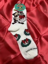 Vintage 1990s Warner Bros. Taz Devil Looney Tunes Christmas socks 1994 Deadstock