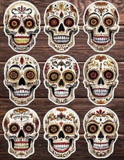 Decorative Skull Die Cut Vinyl Stickers Set Scrapbooking Laptop Water Bottle