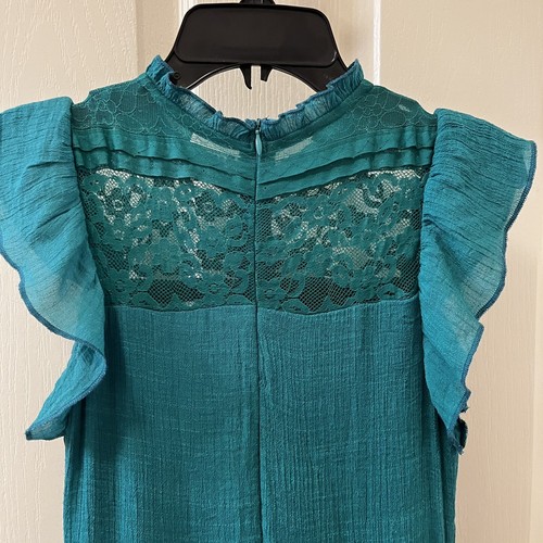 Joyfolie Mia Joy Caroline Maxi Dress Ocean Green Tiered Ruffle Lace Girls SZ 10 - Picture 14 of 16