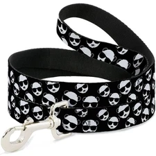 Dog Leash Multi Panda w/Sunglasses Black/White NARROW 0.5"