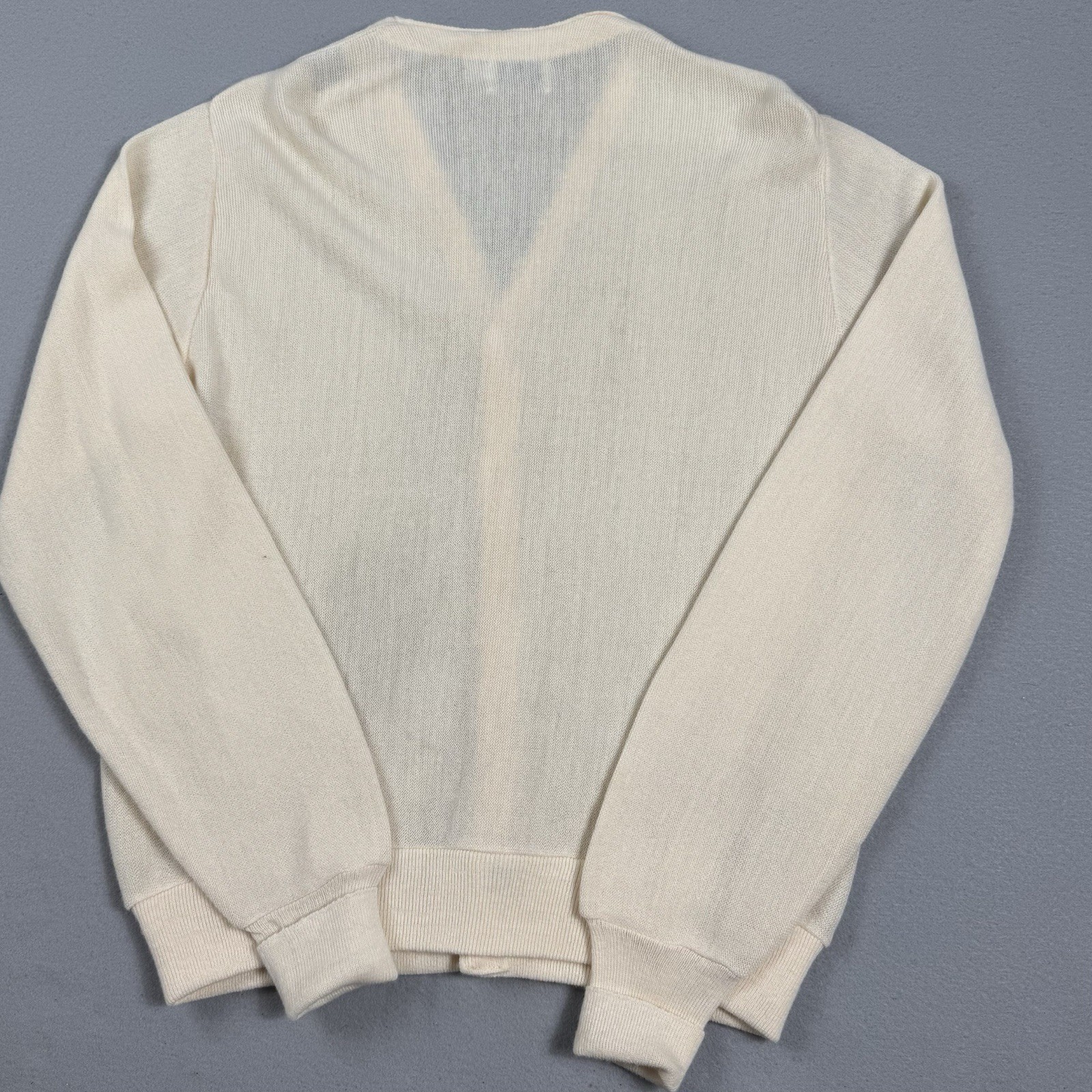 Vtg IZOD Lacoste Cardigan Sweater Mens Large Cream V-Neck Alligator USA Grandpa thumbnail 9