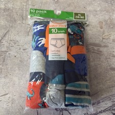 Wonder Nation Boys Briefs Underwear 10 Pack Size 14-16 XL 100 Cotton Multicolor