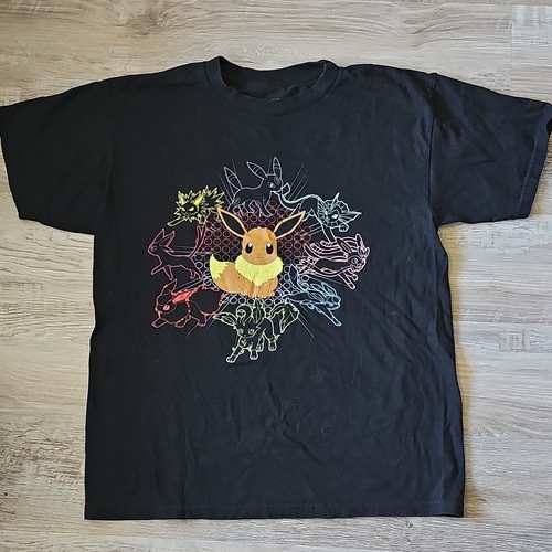Pokémon Eevee Evolutions Black Printed Graphic Unisex Kids T-Shirt Size M